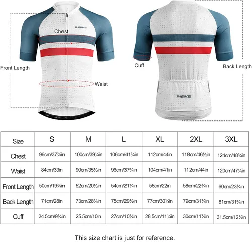 Vista 6 de INBIKE Maillot de ciclismo para hombre, 3 bolsillos traseros, absorbe la humedad, manga corta, secado rápido, reflectante, camisas de ciclismo