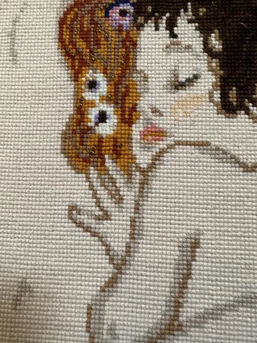 Vista 9 de RIOLIS - Motherly Love After G. Klimt 916, kit de punto de cruz de San Valentín de 11,81 pulgadas x 13,78, kits de punto de cruz para principiantes