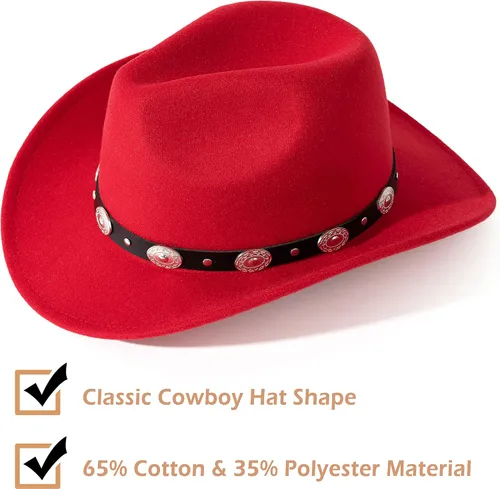Vista 2 de Lisianthus Sombrero vaquero occidental de ala ancha de fieltro para hombre y mujer
