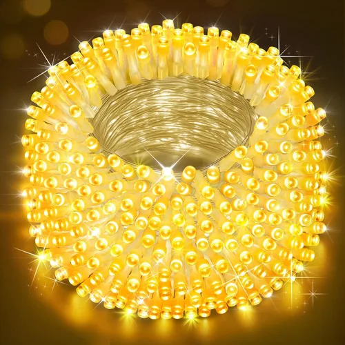 Vista 14 de Cadena de luces de Navidad para exteriores, 125 pies con 350 luces LED, 8 modos y función de temporizador con memoria, luces de hadas parpadeantes