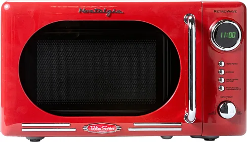 Vista 12 de Nostalgia Horno microondas para encimera con interior fácil de limpiar, microondas retro con pantalla LED y bloqueo para niños, horno compacto