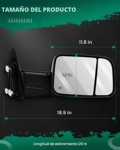 Vista 3 de SCITOO Espejos de remolque aptos para Dodge para Ram Accesorios exteriores Espejos compatibles 2009-2016 para Ram 1500 2500 3500 con sensor