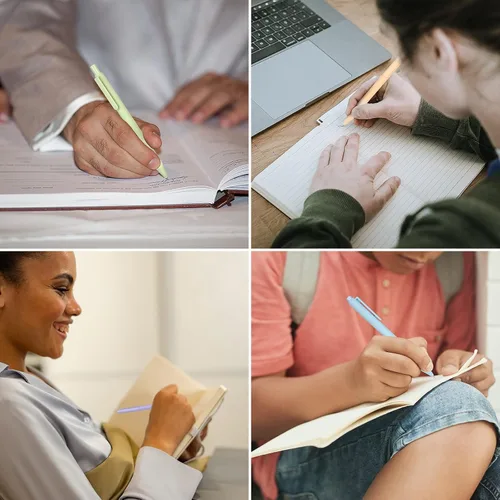 Vista 4 de Drawdart Paquete de 14 bolígrafos de bola, tinta negra de 1,0 mm de punto medio, lindos bolígrafos pastel para oficina, retráctiles - para escritura