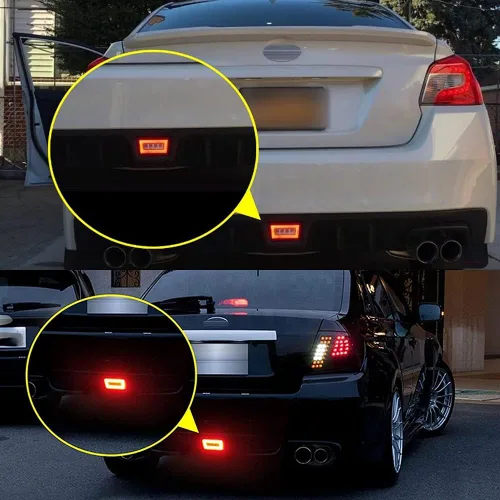 Vista 5 de Jinfili 3 en 1 lente roja LED antiniebla, lámpara de freno trasero, parachoques trasero, luz inversa, kit de lámpara compatible con Subaru WRX STI