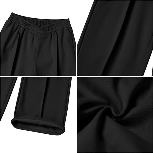 Vista 4 de ODIZLI Pantalones de pierna ancha de cintura alta para mujer, pantalones casuales de chándal de moda