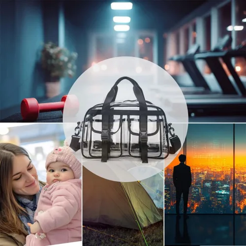 Vista 2 de Bolso bandolera transparente, para mujeres y hombres, bolsa de almuerzo, PVC impermeable para eventos deportivos, conciertos y trabajo