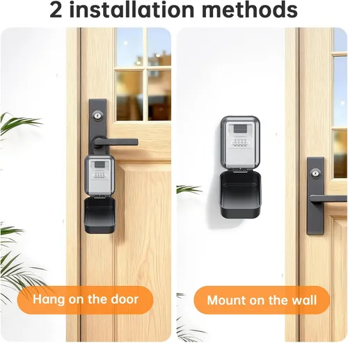 Vista 3 de Caja de Seguridad para Llaves con Diales Luminosos, Caja de Seguridad Impermeable para Montaje en Pared para Llaves con Código, Caja de Seguridad