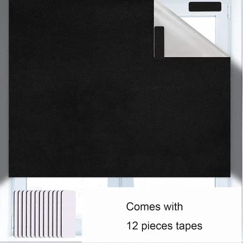 Vista 9 de Cortina ciega, 118 x 57 pulgadas, cortinas de ventana de viaje, ventana portátil para guardería, dormitorio, sin taladro, bloqueo de luz y UV