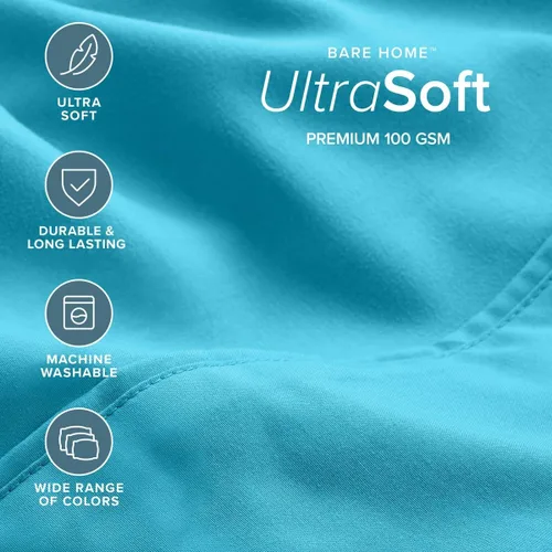 Vista 112 de Bare Home Sheet Set 1800 Ultra-Soft with 2 Pillowcases (Twin XL, Dark Blue)