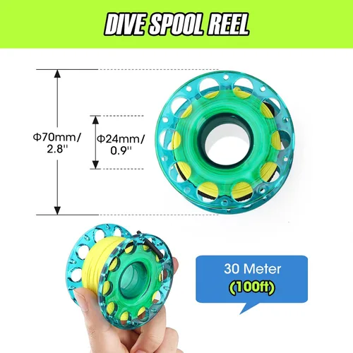 Vista 5 de Juego de boya marcador de superficie, tubo de señal inflable de alta visibilidad de 6 pies con tubo de señal de fondo cerrado con carrete de dedo