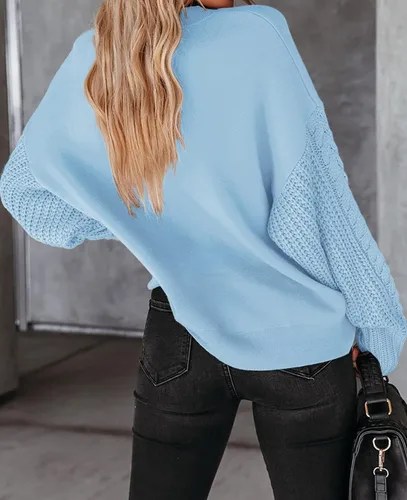 Vista 9 de ZESICA Women's 2024 Fall Long Sleeve Crew Neck Solid Color Cable Knit Chunky Casual Oversized Pullover Sweater Tops