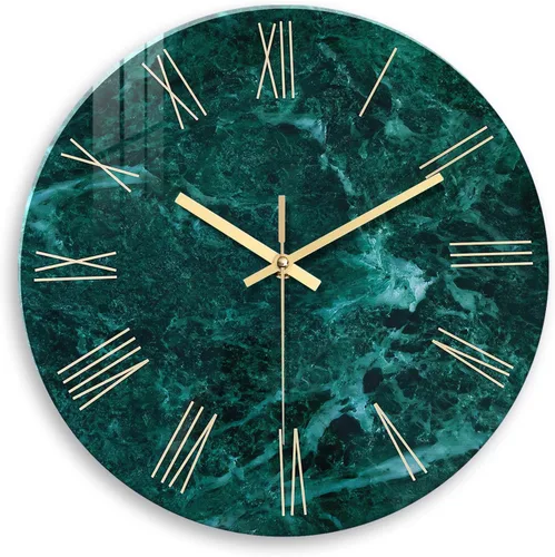 Vista 14 de Relojes de pared minimalistas negros para sala de estar, relojes de pared con patrón de mármol de vidrio, funciona con pilas, reloj de pared