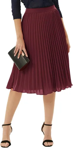 Vista 164 de GRACE KARIN - Falda plisada de gasa para mujer, con cintura alta y elástica, vuelo, corte acampanado y longitud por debajo de la rodilla