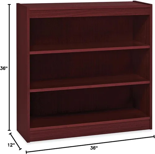 Vista 2 de Lorell Estantería de caoba con panel de 3 estantes, 36" x 12" x 36