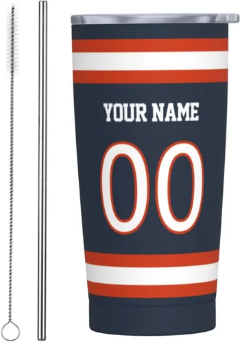 Vista 18 de Arizona - Vaso aislado personalizado con número de nombre, vasos de fútbol personalizados con pajita, taza de viaje personalizada para café, regalos