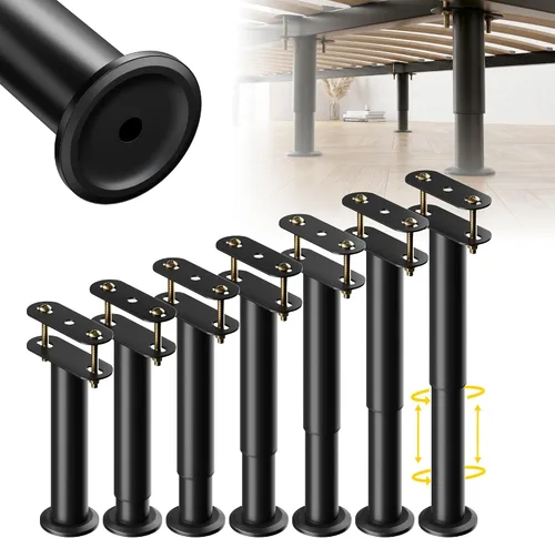 Vista 9 de ZhouDaShu Marco de cama de altura ajustable con patas de soporte central de repuesto con base más ancha, kit de refuerzo de cama para listones