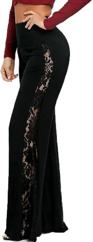 Vista 3 de Pantalones acampanados de yoga para mujer, pantalones elásticos de teñido anudado, cintura alta, talla grande, pantalones palazzo largos y anchos