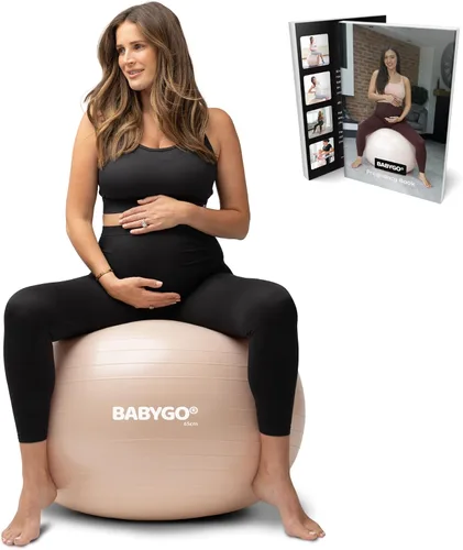 Vista 17 de BABYGO Pelota de Parto – Juego de pelota y libro de yoga para embarazo, trabajo de parto y ejercicio con enfoque en trimestres, fisioterapia