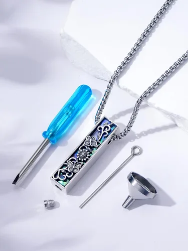 Vista 5 de Urn Necklaces for Ashes 925 Sterling Silver Abalone Shell Cremation Jewelry for Ashes Keepsake Locket Pendant for Women Human Pet