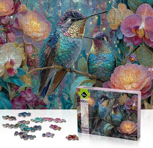 Vista 8 de Rompecabezas para adultos de 1000 piezas de animales de colibrí 2Colorful Colibríes