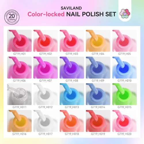 Vista 2 de SAVILAND - Juego de esmaltes de uñas de 20+3 colores con capa base brillante y mate Quick Dry, Pastel Pink Blue Green Yellow, Spring Summer