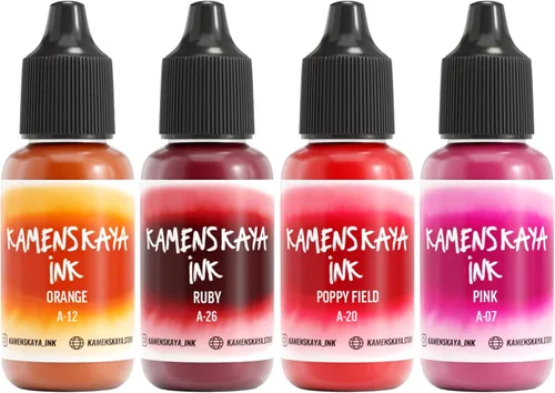 Vista 20 de Juego de tinta de alcohol Kamenskaya #10: Combinación de colores combinados de tintas de alcohol, 4 piezas. 0.51 fl oz (15 ml) cada una