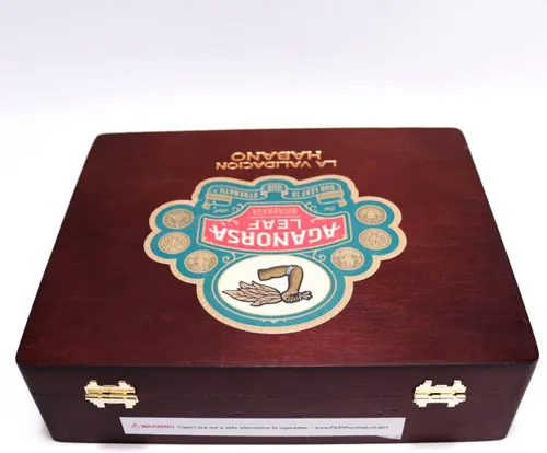 Vista 6 de Aganorsa Leaf Gran Robusto La Validacion Habano Caja Vacía de Madera para Puros 7.5" x 6" x 2