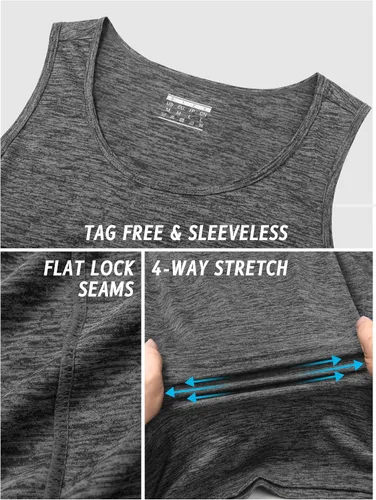 Vista 5 de TACVASEN Camisetas sin mangas para hombre de secado rápido para entrenamiento muscular atlético, gimnasio, culturismo, camiseta de rendimiento