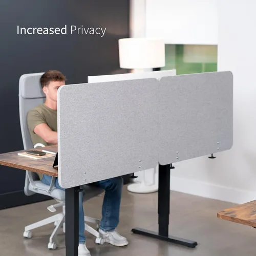 Vista 8 de VIVO Sistema de panel de privacidad de 71 x 24 pulgadas, divisor de escritorio de cubículo absorbente de sonido, división acústica, 2 paneles, gris