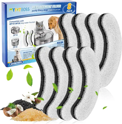 Vista 9 de Reemplazo de filtro de cuenco de agua para perros, filtros de fuente para mascotas para dispensador de agua para perros DF10 y DF30 (paquete de 12)