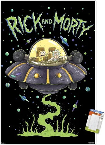 Vista 11 de Trends International Rick And Morty - Póster de pared de barco, 14.725 x 22.375 pulgadas, versión enmarcada de madera de granero