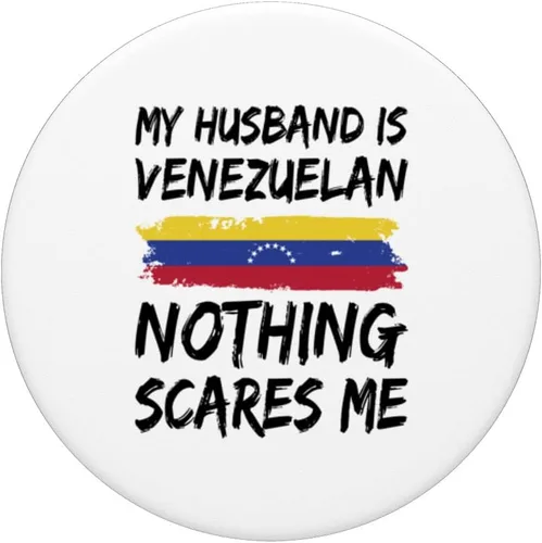 Vista 3 de My Husband Is Venezuelan Nothing Scares Me Venezuela Flag PopSockets intercambiables PopGrip