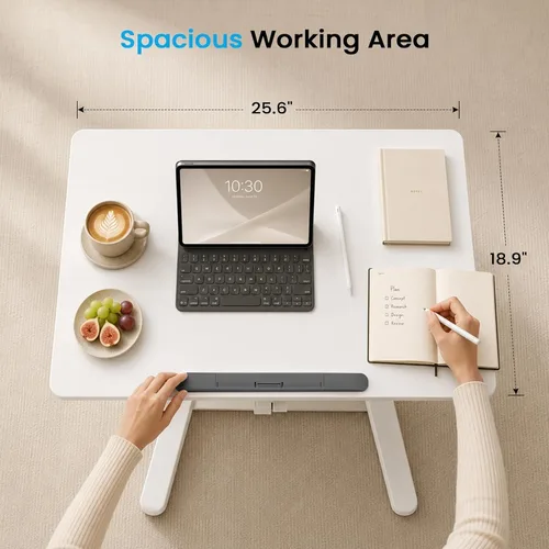 Vista 3 de Escritorio plegable móvil de 25 pulgadas, escritorio de pie Blanco