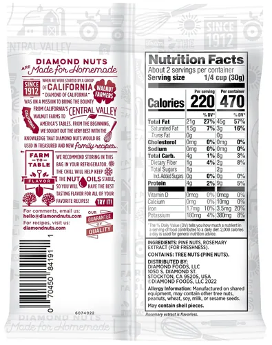 Vista 2 de Diamond Nuts piñones frutos secos, bolsa de 2.25 onzas