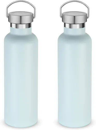 Vista 9 de Volhoply 24 onzas Botella de agua aislada con boca estándar con tapa de combinación de plástico y acero inoxidable, botellas de agua de 304 18/8