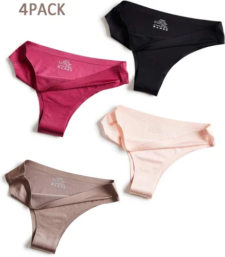 Vista 8 de YESUBELU No Show Seamless Underwear for Women Satin Panties Cheeky Sexy Underwear for Women 4 Pack