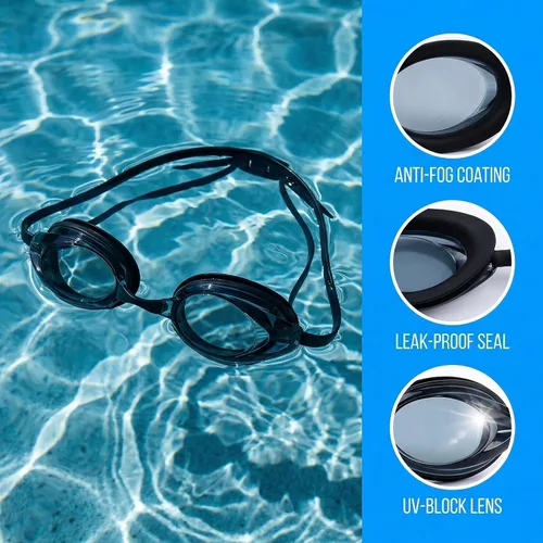 Vista 3 de Gafas de natación de carreras antivaho con protección UV sin fugas para hombres, mujeres, adultos, jóvenes, entrenamiento de competición