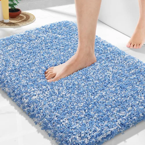 Vista 21 de Yimobra Alfombras de baño en negro y blanco antideslizantes lavables, tapetes de baño ultra suaves y absorbentes de agua, alfombra de ducha suave