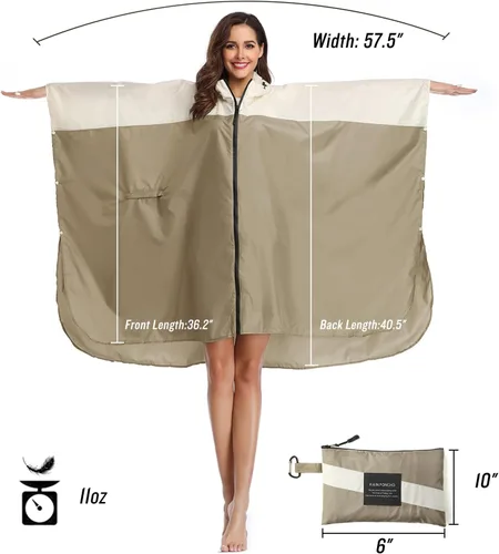 Vista 6 de SaphiRose Poncho de lluvia unisex con capucha impermeable para mujeres adultas