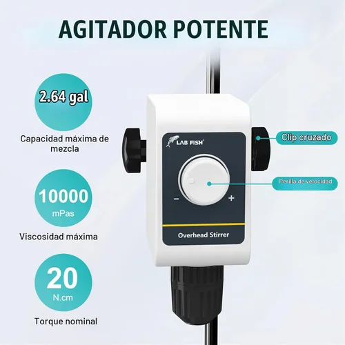 Vista 2 de LAB FISH OS-5E Agitador superior, 10L 200-1200RPM
