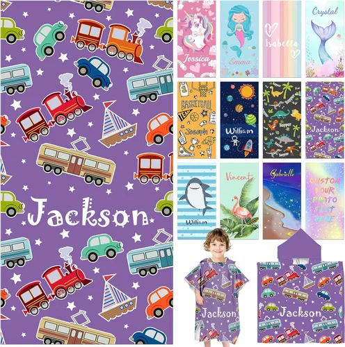Vista 17 de Toallas de playa personalizadas para niños, toallas de playa personalizadas con nombres, regalos personalizados para niños pequeños, niñas