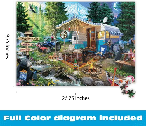 Vista 3 de Buffalo Games Jeff Haynie - Mountain Retreat - Rompecabezas de 1000 piezas, grande, multicolor, rectangular, piezas cortadas con precisión, póster a