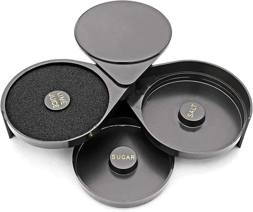 Vista 6 de New Star Foodservice 48360, borde de vidrio de bar de plástico de 3 niveles, negro