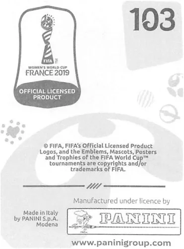 Vista 2 de Panini FIFA - Calcomanías para álbumes de la Copa Mundial Femenina de Francia 2019 (solo adhesivo individual) Fútbol #103 Verena Schweers Alemania 2