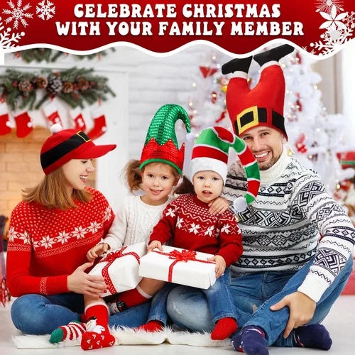 Vista 5 de Syhood Sombreros de Navidad, gorro de árbol de Navidad de Papá Noel para fiesta, disfraz de vacaciones para adultos