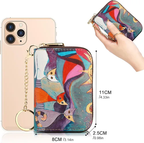 Vista 5 de APHISON RFID - Tarjetero, carteras para mujer. Funda para tarjetas de piel con cremallera para mujerniñaCaja regalo
