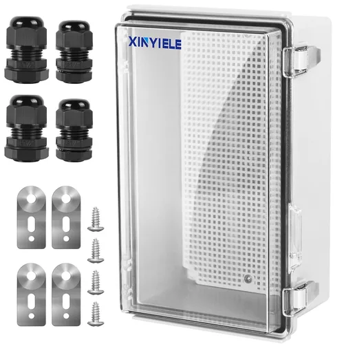 Vista 18 de Caja de conexiones de plástico ABS impermeable para proyectos al aire libre, IP67, resistente a la intemperie, a prueba de polvo con cubierta