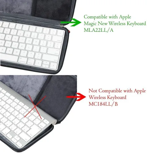 Vista 2 de Hermitshell Funda rígida de viaje para Apple Magic Keyboard MLA22LL/A Bluetooth (PU, negro)