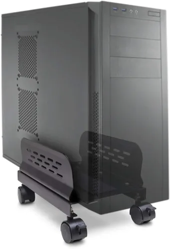 Vista 11 de Soporte para computadora Syba, de acero, para gabinete ATX, con ancho ajustable y 4 ruedas Caster, Plástico negro con azul