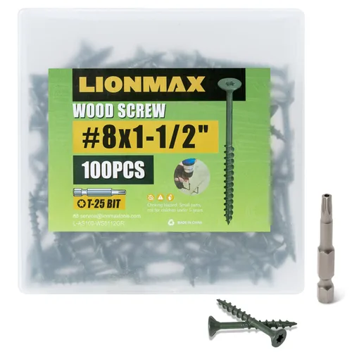 Vista 14 de LIONMAX Tornillos para Terraza de 1 Pulgada, Tornillos para Madera #8 x 1, 300 PCS, Resistentes al Óxido, Revestimiento Epoxi Exterior, Tornillos